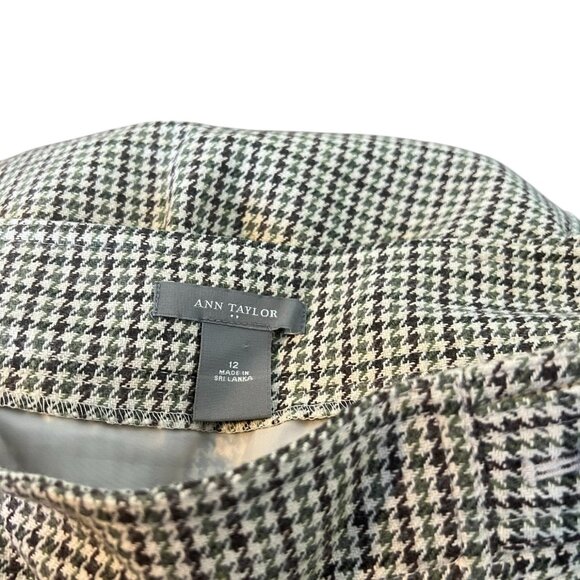 Women's Ann Taylor Brown/Green Houndstooth Wool Blend Skirt Size 12 - Picture 3 of 4